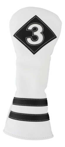 Golf Wood Head Cover Shaft Protector Blanco Negro 3