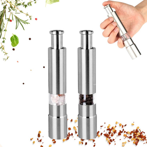 Kit 2 Moedores Gourmet Sal Pimenta Temperos Grãos Aço Inox