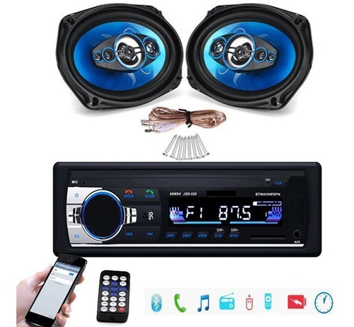 Imagen 1 de 5 de Radio Para Auto + Parlantes 6x9 Bluetooth Control