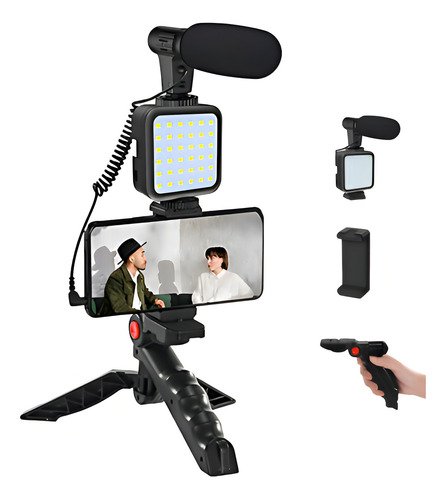 Kit Youtuber Vlog Live Tripé Celular Led Luz Com Controle