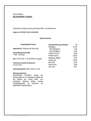 Nitrofoska Azul Blaukor Classic Compo Expert 2 Kilos (Usado)