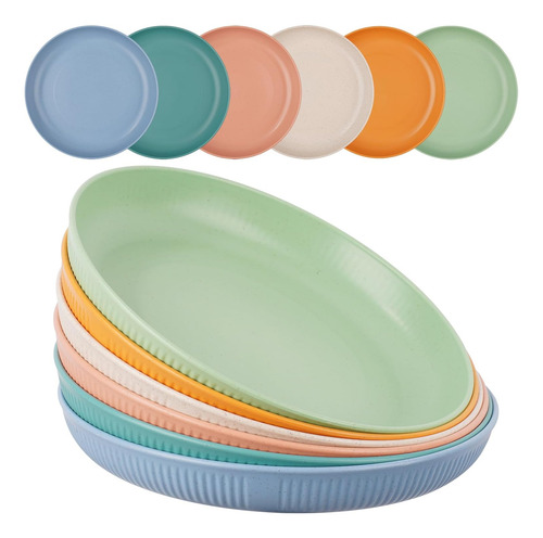 Juego De 6 Platos Llanos De Plástico Irrompibles, Platos De