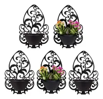 Comprar 5 Vasos De Planta Preto Suporte Parede Para Flores Oferta