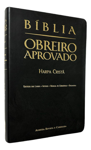 Bíblia Obreiro Aprovado C/ Harpa Cristã - Capa Luxo Preta