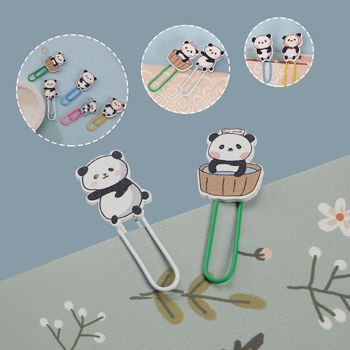 Micro Traders 40pcs Cute Panda Paperclips Bookmarks Metal Pl