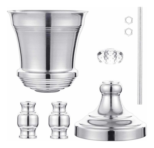 Portavelas Candelabro Cristal De Mesa+ Floreros Metálicos