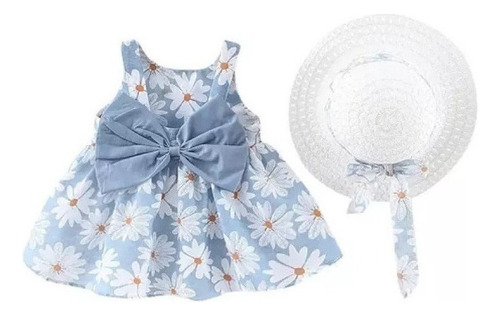Vestido De Princesa Bebé Con Flores Y Sombrero