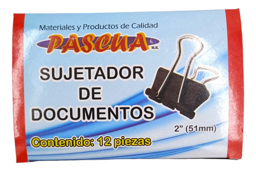 Caja Clip Sujeta Documentos 51 Mm C /12 Piezas