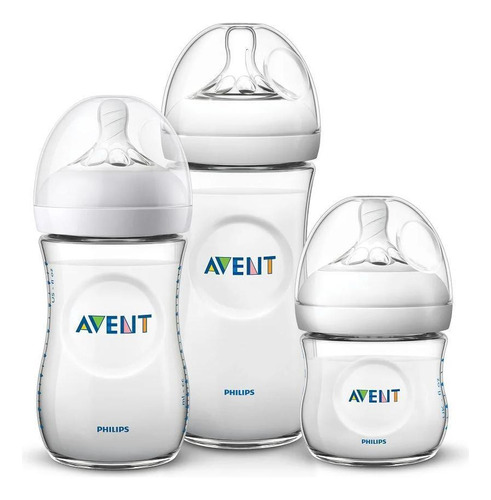 Kit 3un Philips Avent Anti-cólica 125/260/330ml Transparente