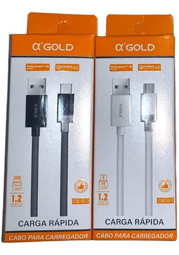 Cabo Carregador Rapido Turbo Premium Usb Tipo-c 1.2m Agold