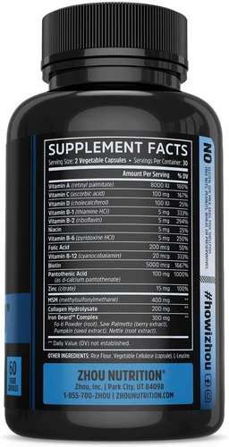 Imagen 4 de 5 de Barba Increíble | Minoxidil 5% + Vitaminas Premium 60 Caps |