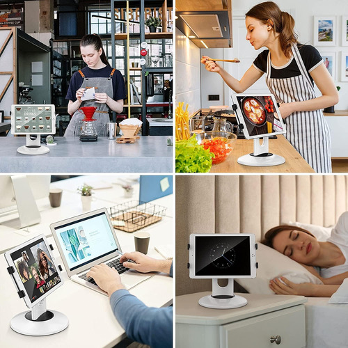Suporte Tablet Escritorio Mostrador Mesada Rota 360° Blanco Blanco