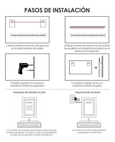 Espejo Con Luz Led Para Baños Touch 3 Modo Antivaho 70x50cm Con Función Antiniebla