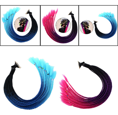 2 Pcs 55cm Capacete De Cabelo Pigtail Gradient Rabo De