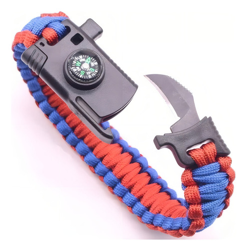 Pulsera Paracord Supervivencia Con Navaja ! Color Azul