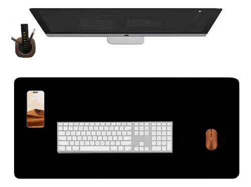 Mousepad De Couro Para Trabalho Mesa 70x30 Antiderrapante Cor Preto