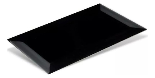 Azulejos Ceramicos Subway Blanco / Negro Biselado 10x20 Negro Brillante