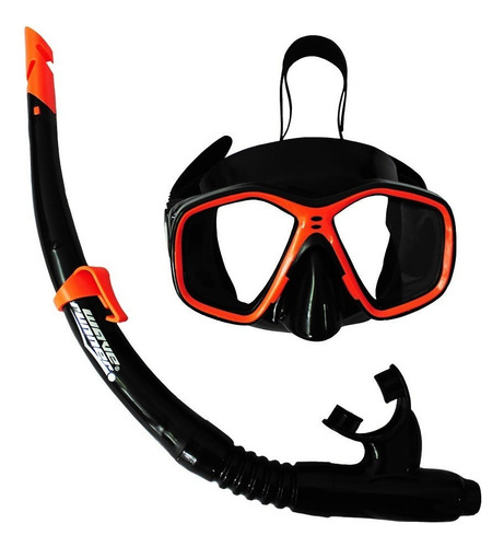 Set Snorkel + Máscara De Buceo, Correa Ajustable 4 Colores Color Naranja