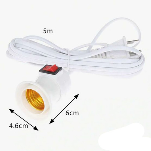 Socket Para Foco Con Cable De Extensión De 5mt De Largo