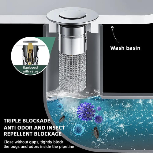 Tapón Y Colador Universales Para Lavabo De Baño (1 Unidad)