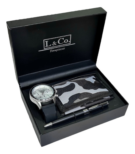 Reloj Y Cartera Set L & Co Para Hombre De Hebilla Ajustable