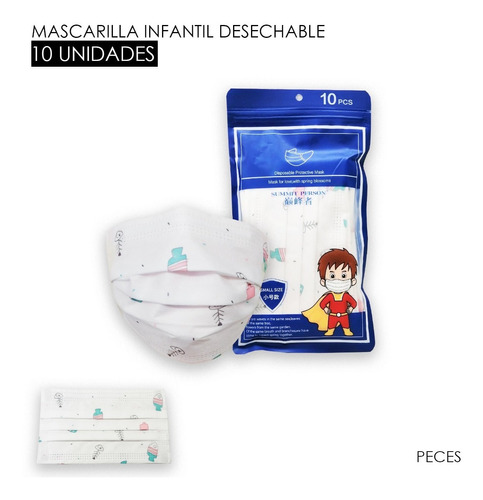 Mascarilla Infantil / Pack 10 Unidades / Peces