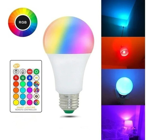 Lampara Led Colores A Control Remoto 12w Regulable Rgb 