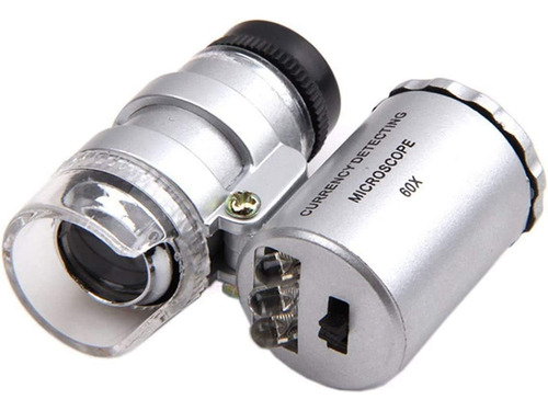 Mini Lupa 3 Pilas Microscopio Joyería 60x Aumento Luz Led