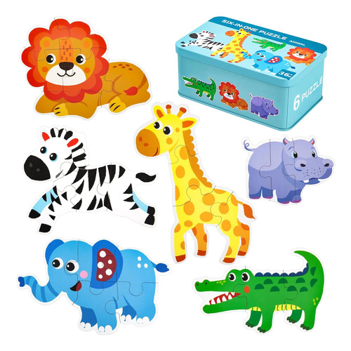 Puzzles Rompecabezas Animal Selva Juego Didáctico Madera 