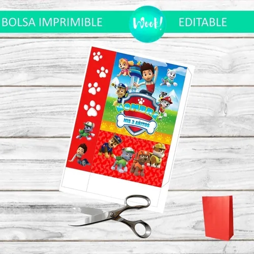 Bolsita Golosinera Imprimible Editable De Paw Patrol