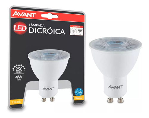 Lampada Super Led Dicroica Mr16 Quente 2700k 4w Bivolt Cor da luz Amarela 110V/220V