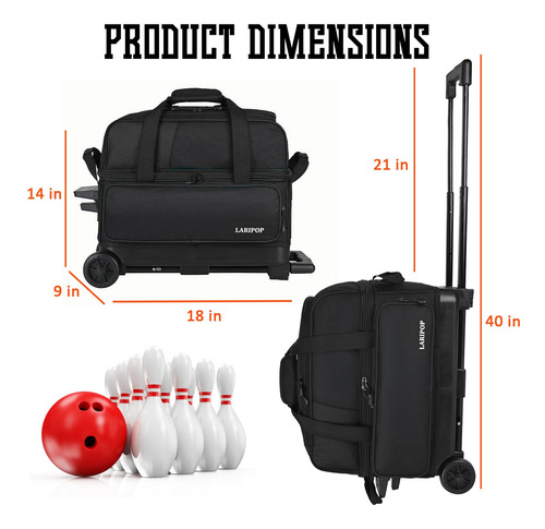 Laripop Bolsa De Bolos De Doble Rodillo De 2 Bolas Con Un Nombre Del Diseño