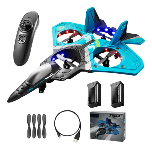 Avión Rc V17 Jet Fighter Stunt Control Remoto Azul 2024 Color