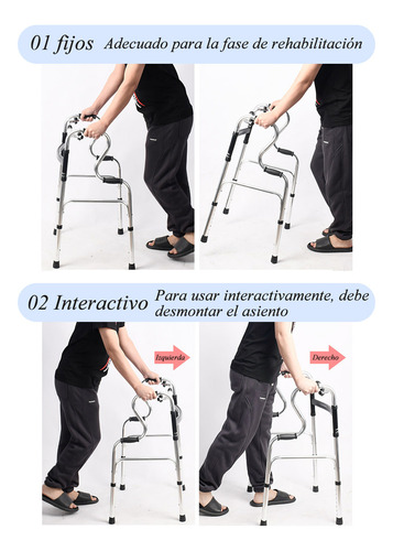 Andadera Acero Inoxidable Multifuncional Con Asiento Rueda