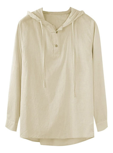 Camisa De Manga Larga Con Capucha De Algodón Y Lino