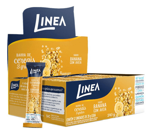 Barra De Cereal 3 Grãos Integrais Linea Sabor Banana Com Ave