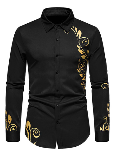 Blusa Z Para Hombre, Casual, Con Estampado De Botones Doblad