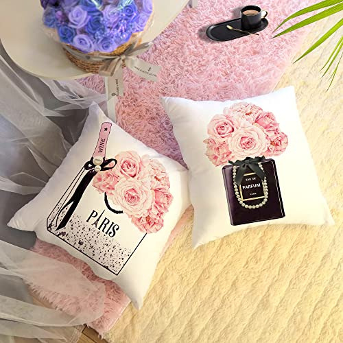 Fundas De Almohada Diseño De Flores Rosadas Y Bolsos D...