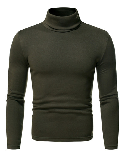 Jersey De Forro Polar E, Cuello Alto, Color Liso, Manga Larg