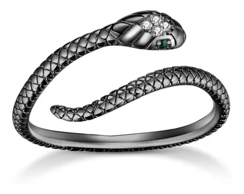 Anillo Ajustable Diseño De Serpiente En Plata Para Mujer