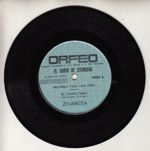 1967 Ep Vinilo Zitarrosa El Canto De Zitarrosa 4 Temas Orfeo