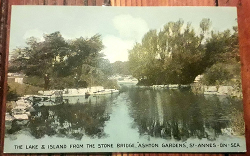 Postal England Lake Island Stone Bridge Ashton Gardens Annes