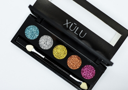 Imagen 2 de 9 de Maquillaje Glitter Quinteto Compacto De Glitter Xulu Z133