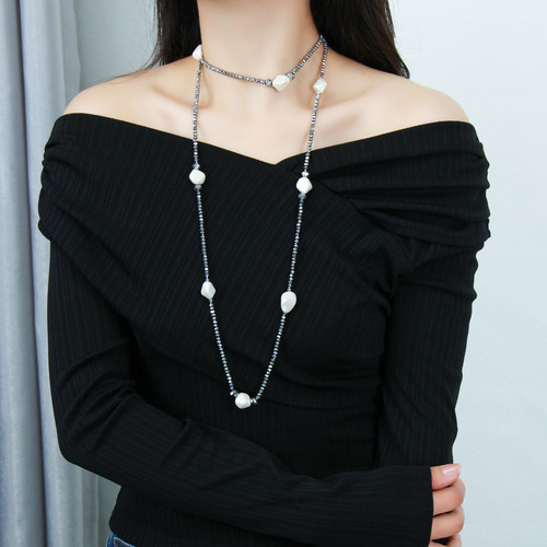 Xcollar Largo De Perlas Con Cuentas De Cristal Para Mujer
