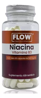 Niacina Vitamina B3 90 Cápsulas De 500 Mg Flow Niacinamida