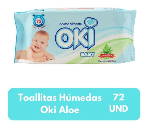 Imagen 1 de 4 de Toallitas Húmedas Oki Aloe Bulto De 18 Paq 72 Und C/u