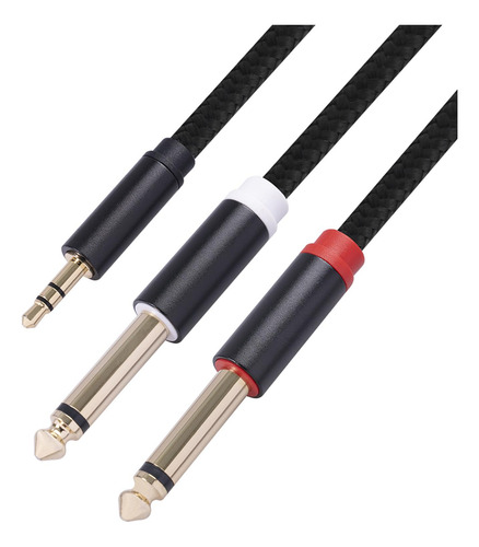 De 3,5 Mm 1/8 Trs A Doble 6,35 Mm 1/4 Ts Para Tarjeta De 1m