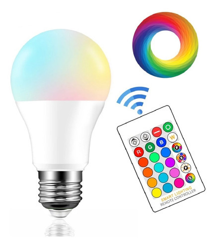 Lampada Rgb Bulbo Colorida Led 10w Bivolt C/ Controle Remoto