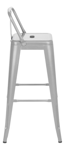 Banqueta Alta Iron Tolix Com Encosto Prata Bancada Cozinha
