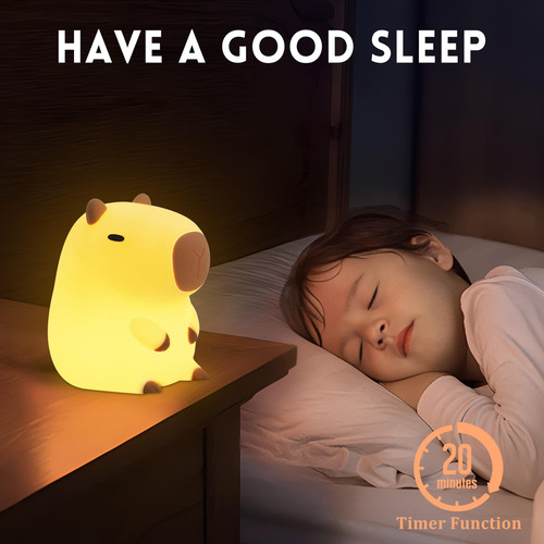 Luz Nocturna Okayera Cute Capibara Led De Silicona Recargabl
